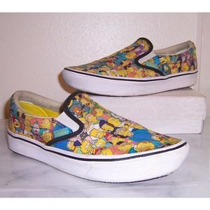 VANS OFF THE WALL THE SIMPSONS SLIP ON LOAFER SHOES 8 WOMAN 6.5 MENS GENTLY USED